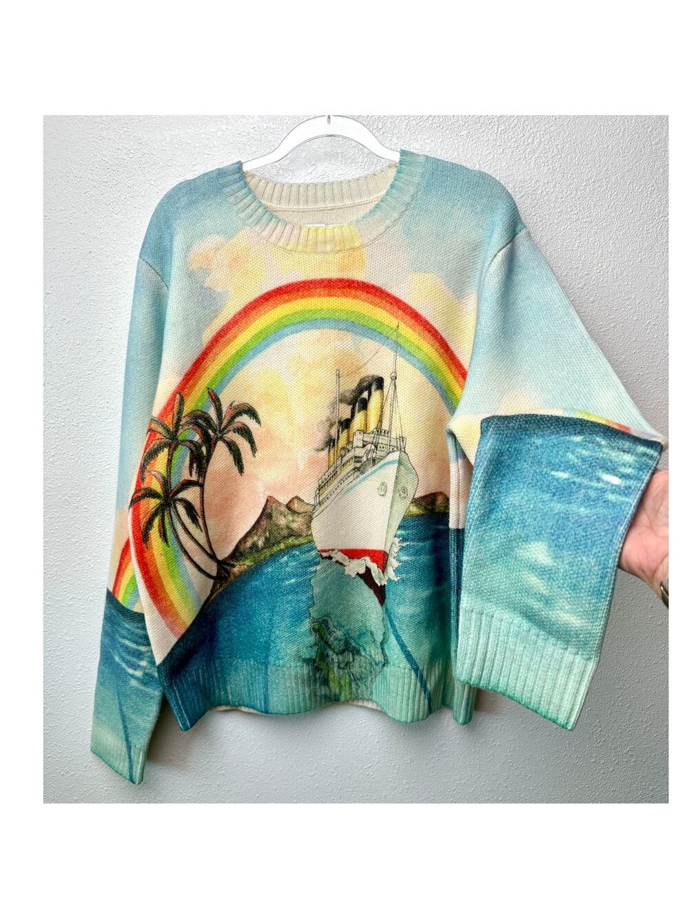 NWT Casablanca Traverse du Pacifique Merino Cashmere Knit Sweater Multicolor XXL
